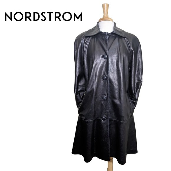 BRISA/NORDSTROM Supple & Soft 3/4 Length Coat 100% Leather - Picture 1 of 8